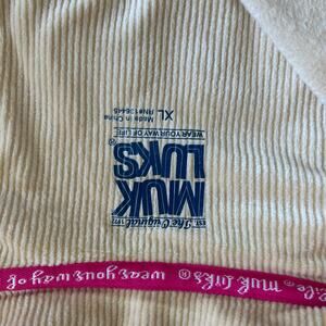 Muk Luks Ribbed Cord Knit Shacket, Button Closure, Beige, Size XL